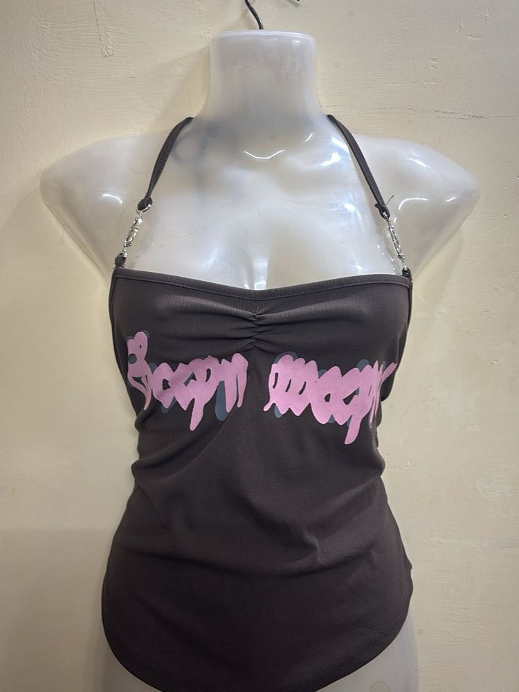 Halter Neck Top with Chain Detail
