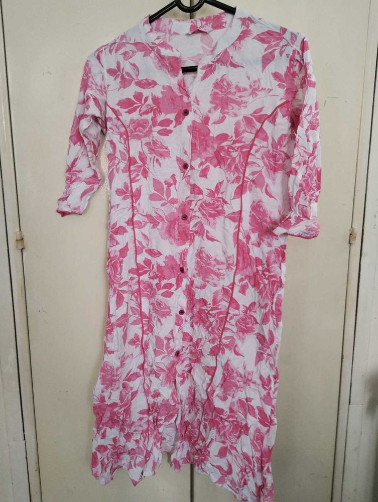 Pink Floral Print Kurta