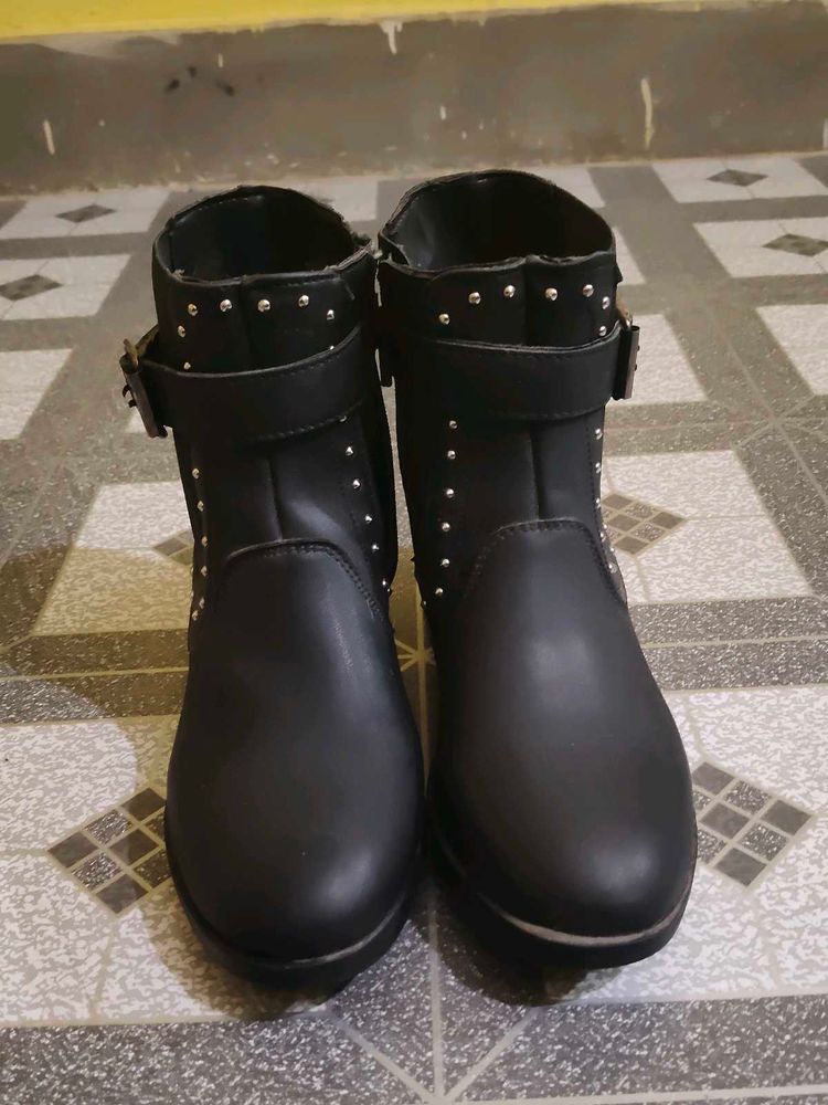 Stylish Black Studded Ankle Boots