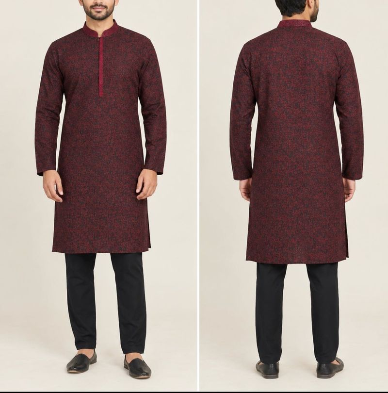 Men's Maroon Kurta