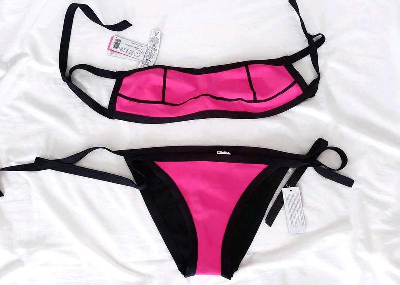 Calzedonia Cobey Hot Pink &amp; Black Bikini Set (new)