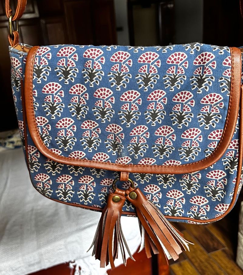 Blue Floral Sling Bag