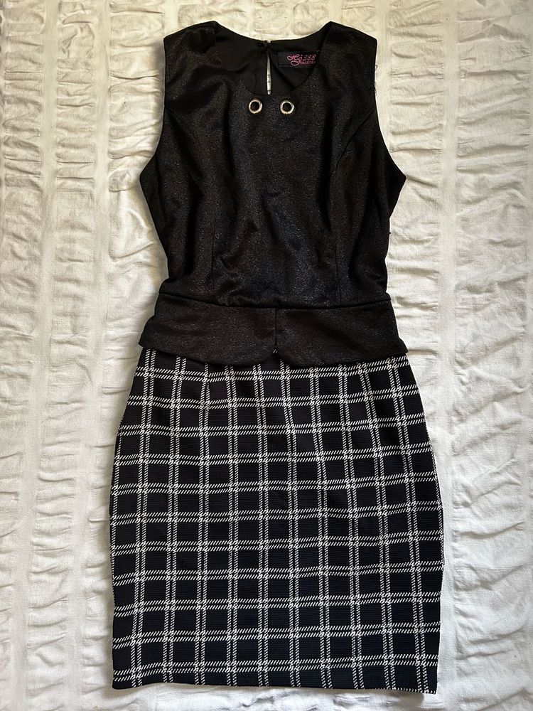 Chic Black Plaid Mini Dress