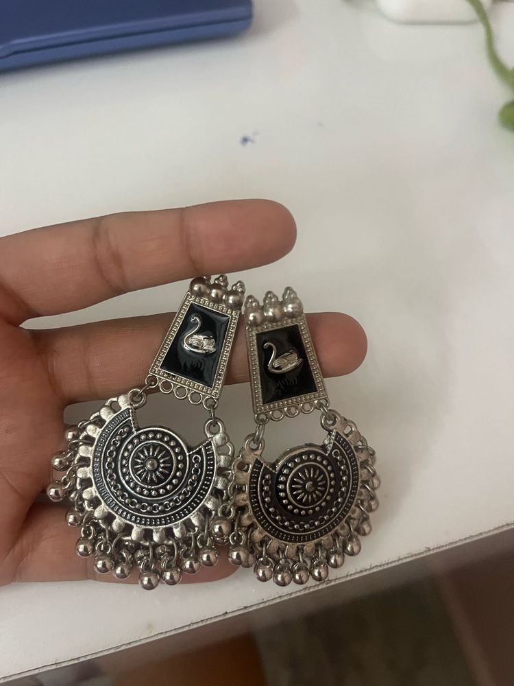 Boho Swan Jhumka Earrings