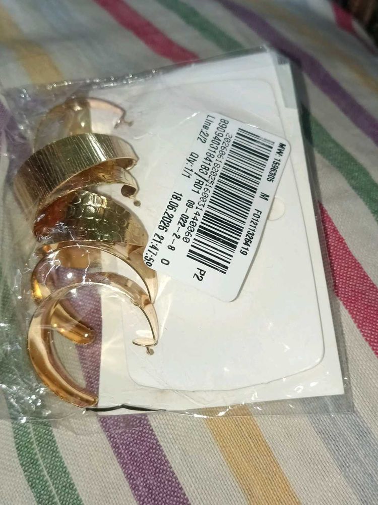 Set of 3 Gold Tone Hoop Earrings