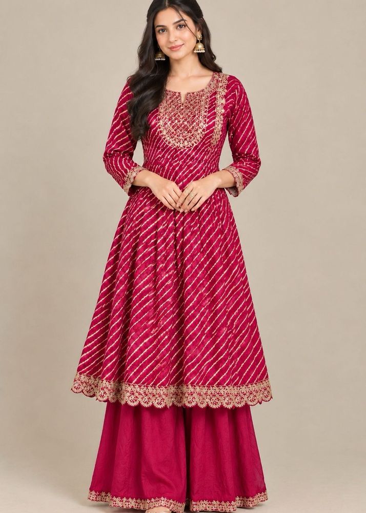 Beautiful Rose pink Bandhani Anarkali suit