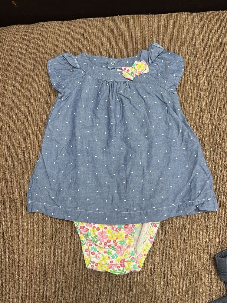 Cute Baby Girl Denim Dress with Bloomers