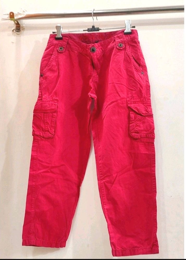 Women Red Cargo Pant