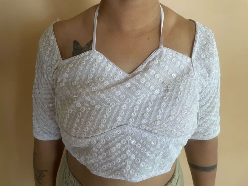 White Sequin Blouse
