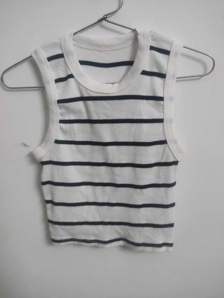 Striped Sleeveless Crop Top