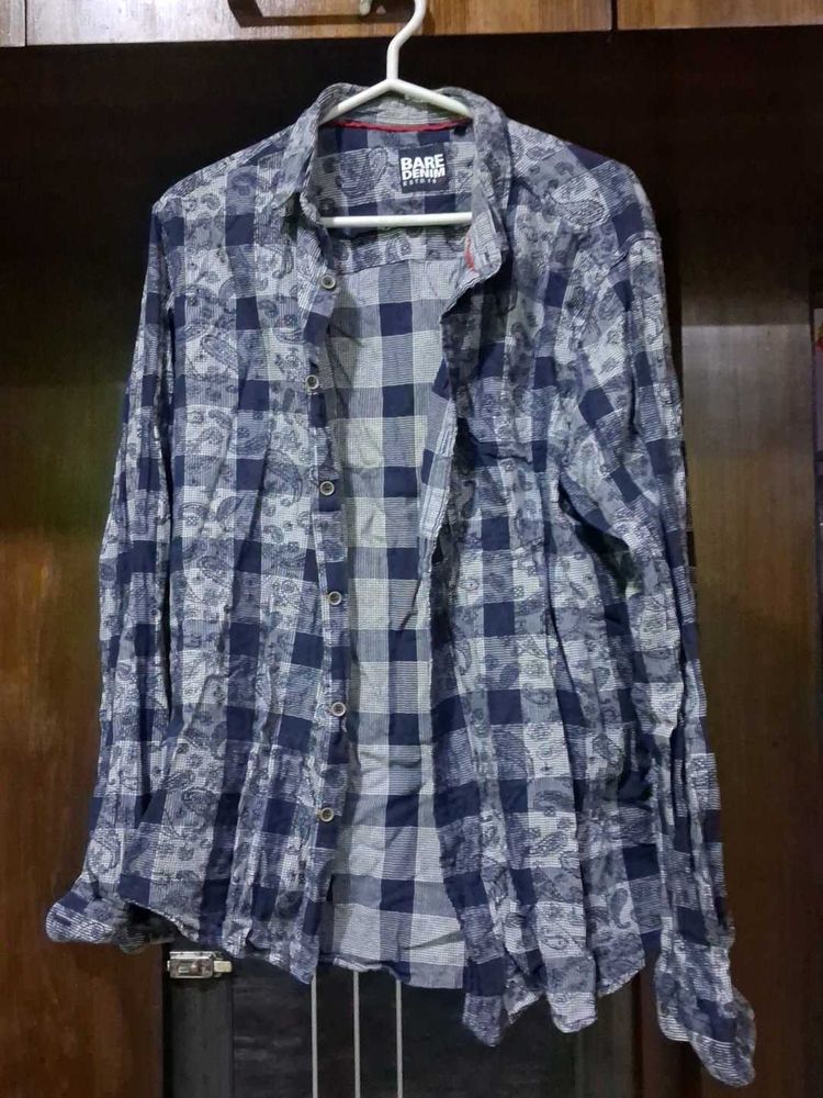 Men's Blue Checked Casual Shirt
