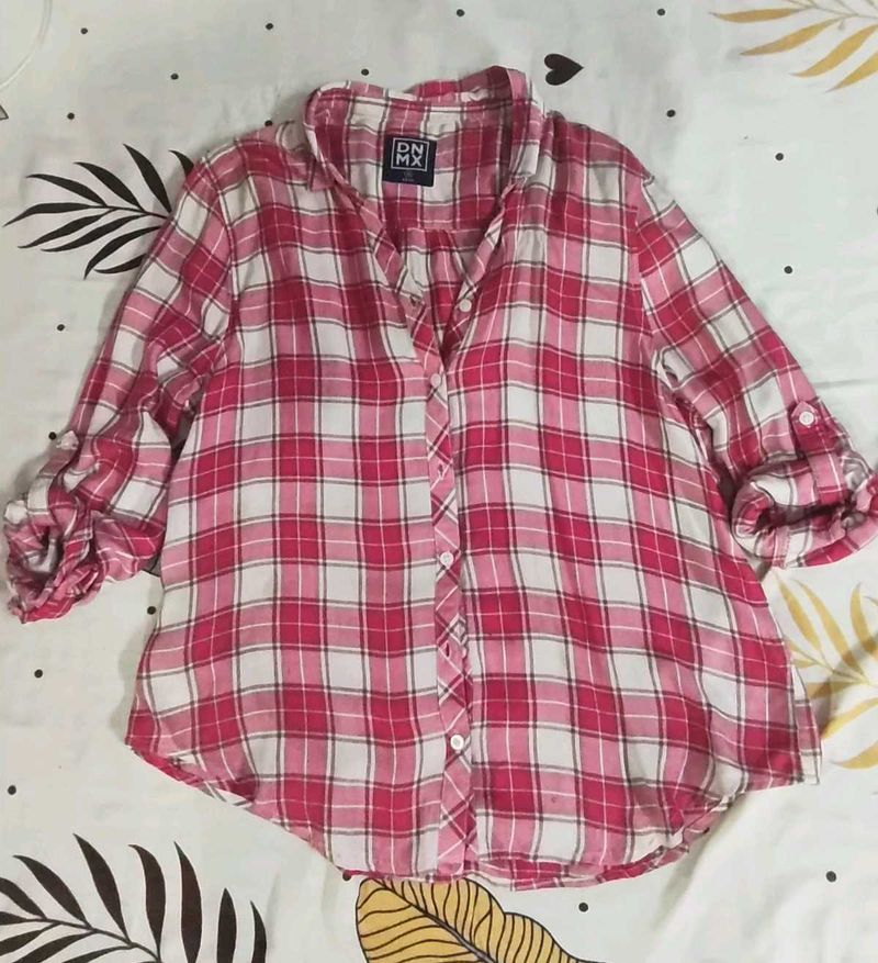 checked shirt in pink color