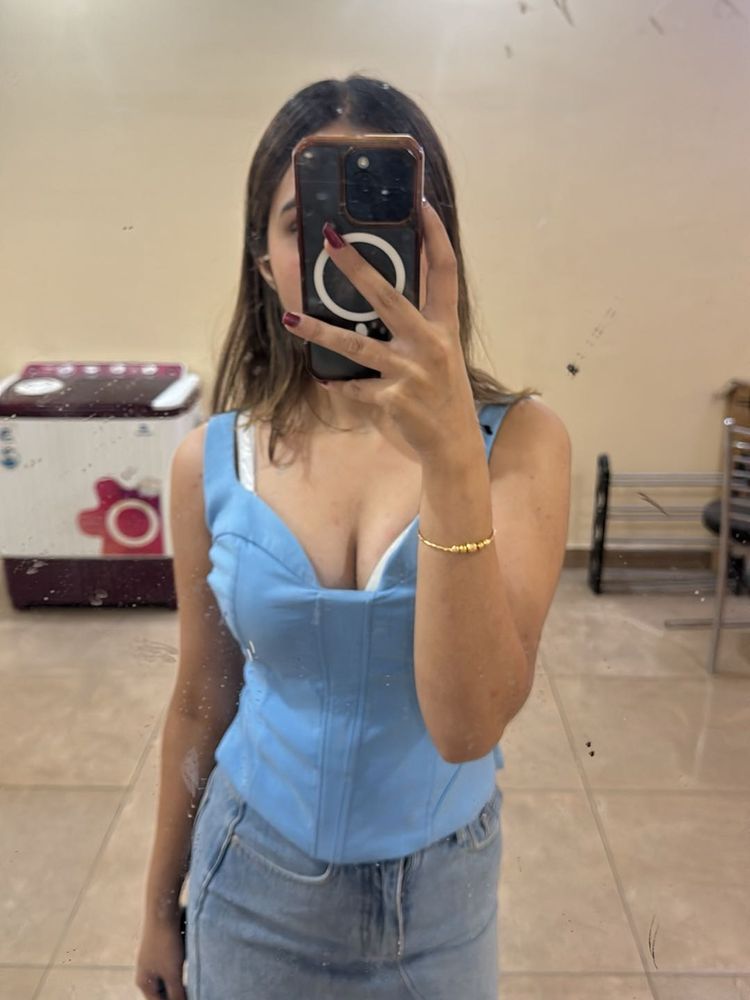 Chic Baby Blue Corset Top