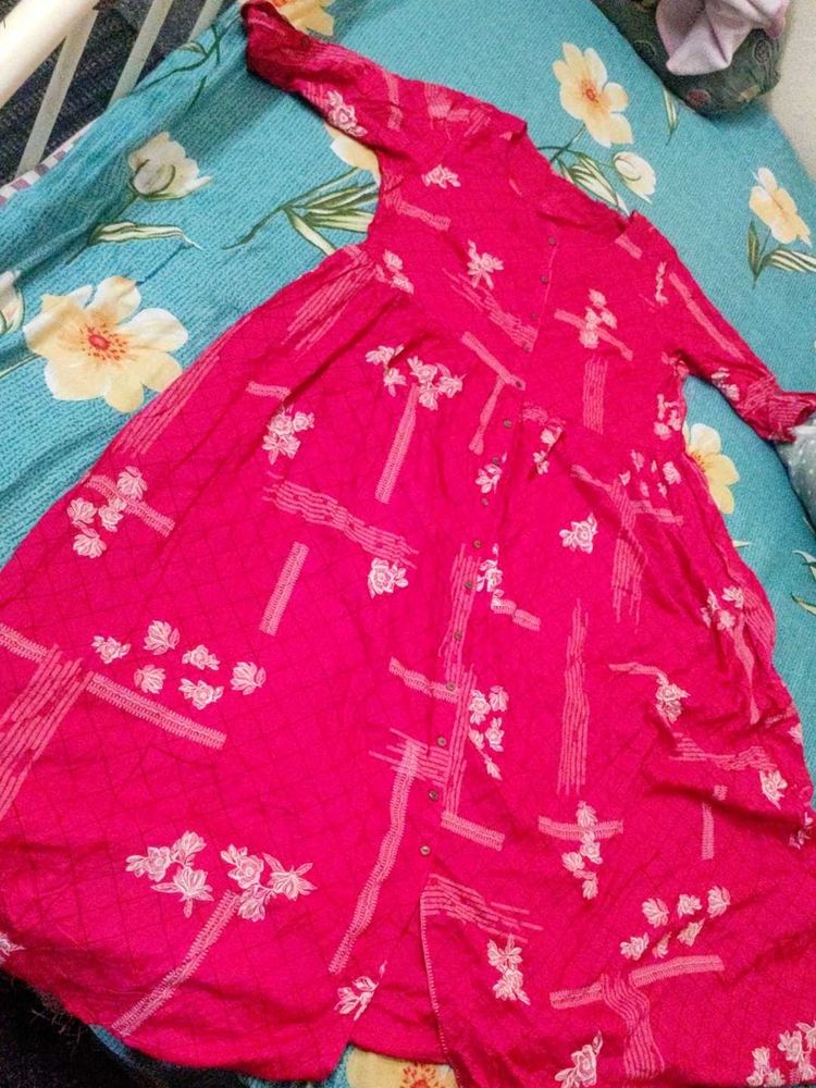 Vibrant Pink Printed Kurta