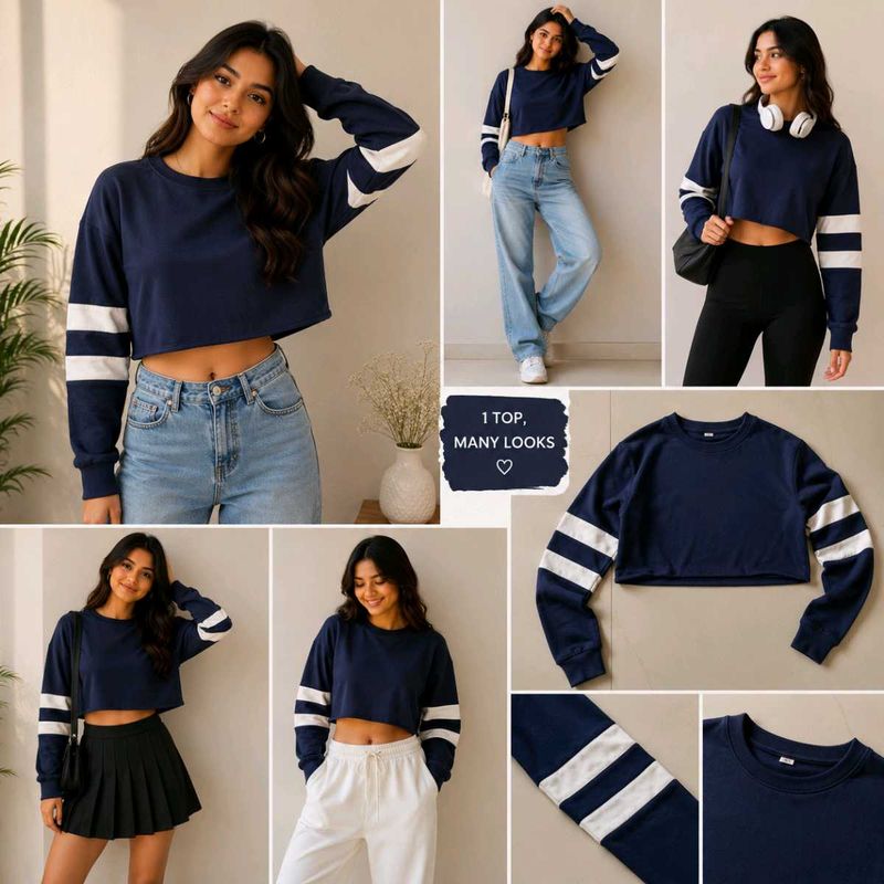 Blue Crop Top  like sweatshirt
