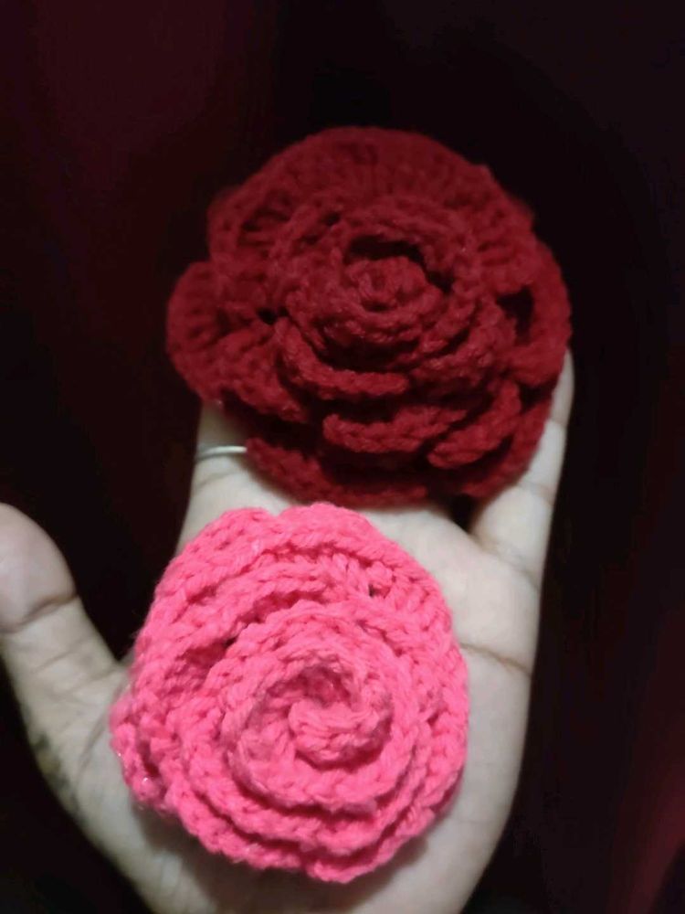 Handmade Crochet Rose hair clips