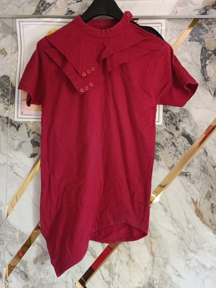 Stylish Red Tunic Top Men