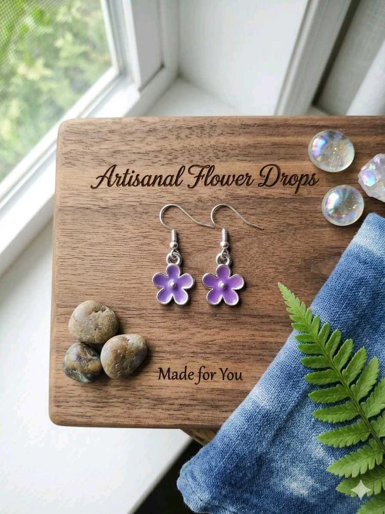 Charming Purple Flower Drop Earrings