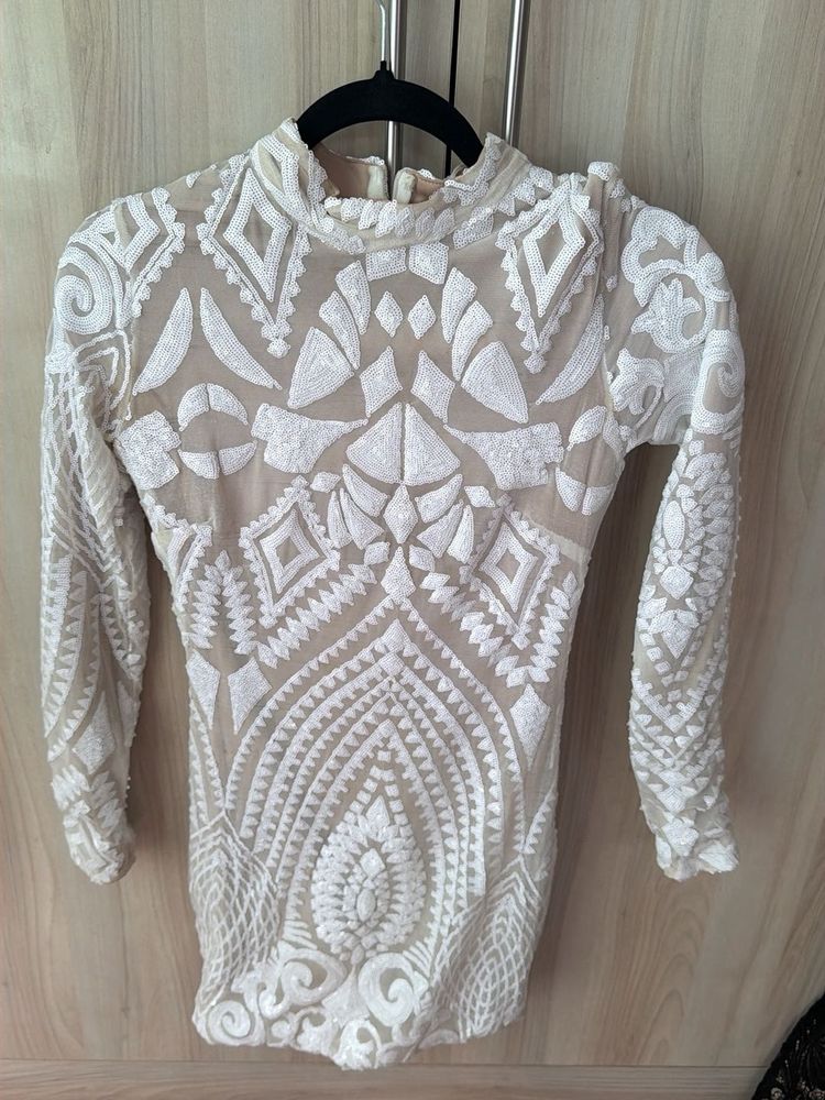 Designer white sequin party dress