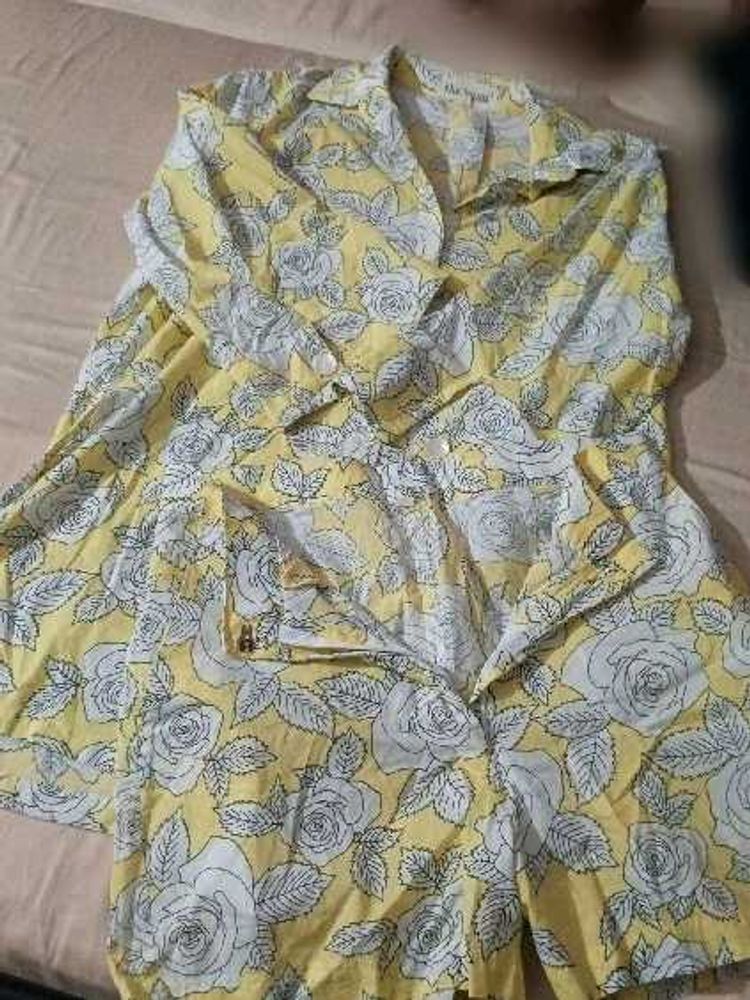 Yellow Floral Printed Kurti