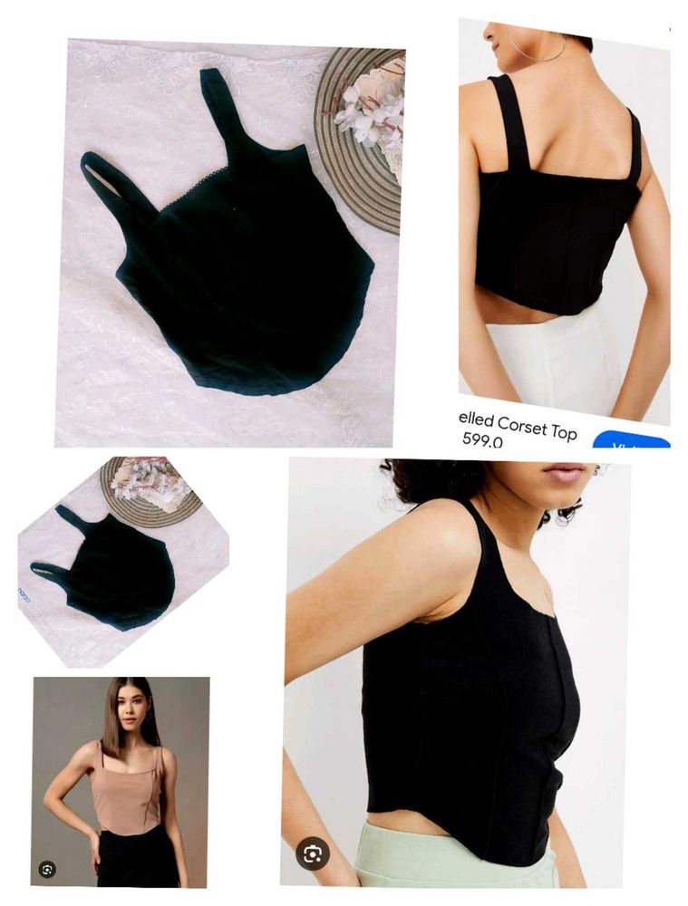 Black Corset Style Tank Top