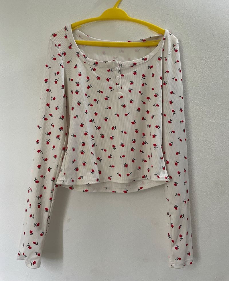 Cute Floral Long Sleeve Top