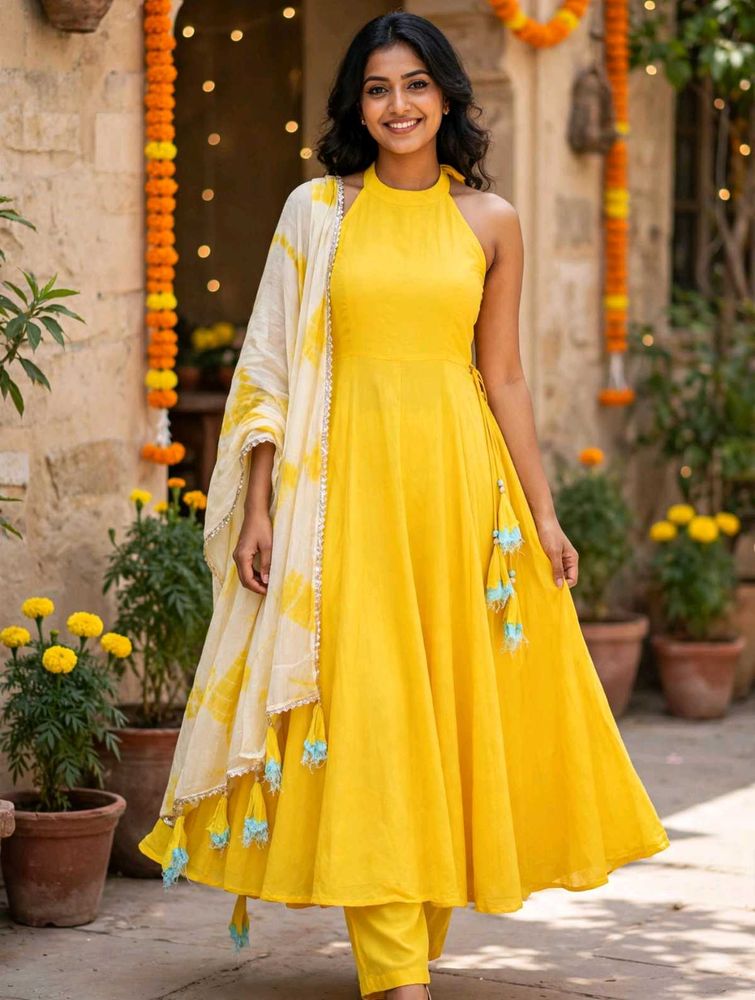 Vibrant Yellow Anarkali Kurta Set