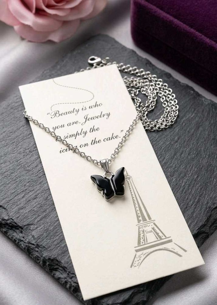 Elegant Black Butterfly Necklace