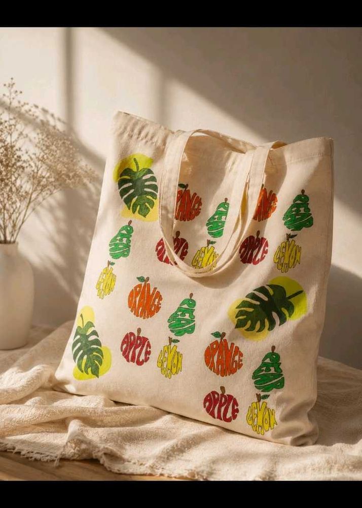 tropical fruit tote bag