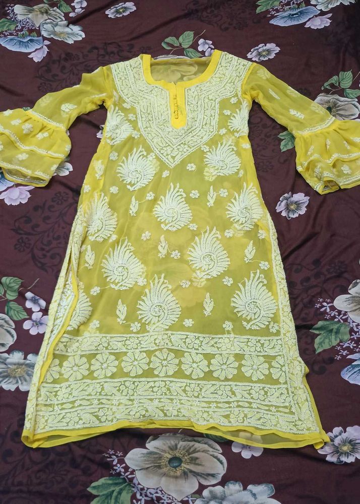Yellow Chikankari Kurta