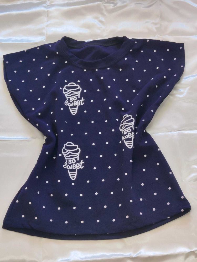 Cute Navy Polka Dot Ice Cream T-Shirt