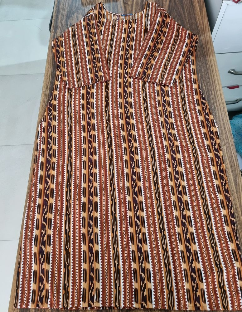 Trendy Brown Multicolor Kurti