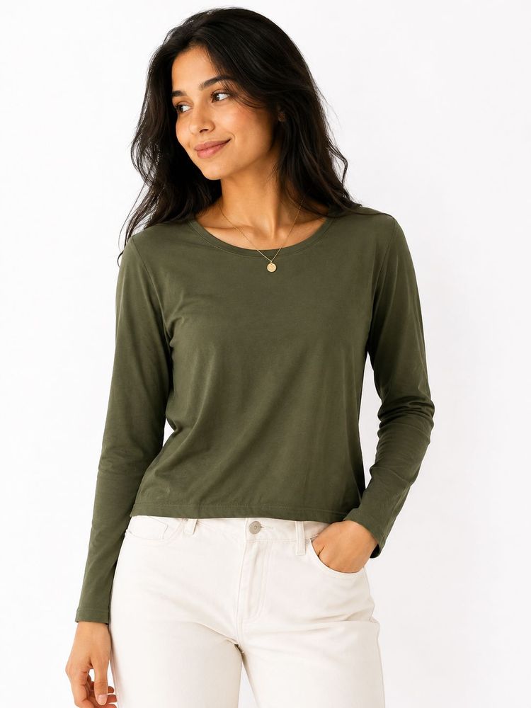 Olive Green Long Sleeve Top