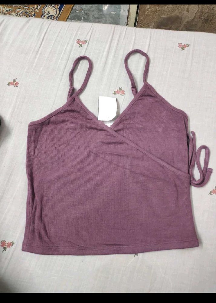 Ribbed Wrap Camisole Top
