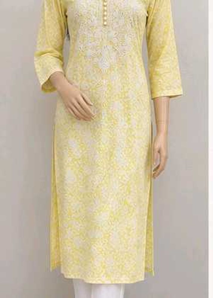 Yellow Chikankari Kurta