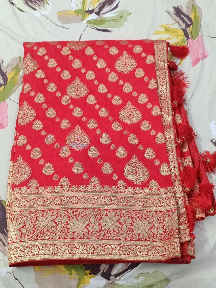 Beautiful red silk saree