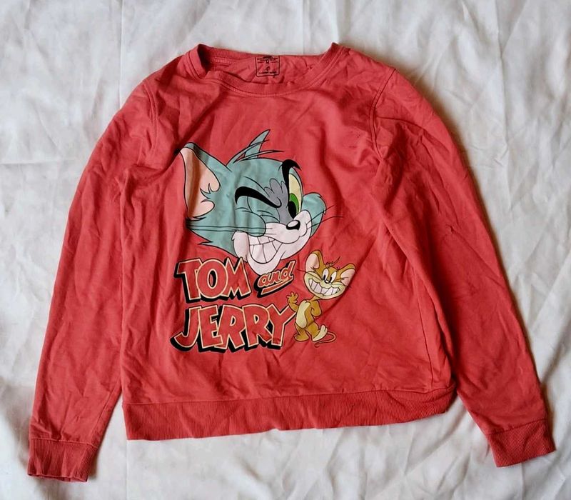Red Tom &amp; Jerry Graphic Sweatshirt