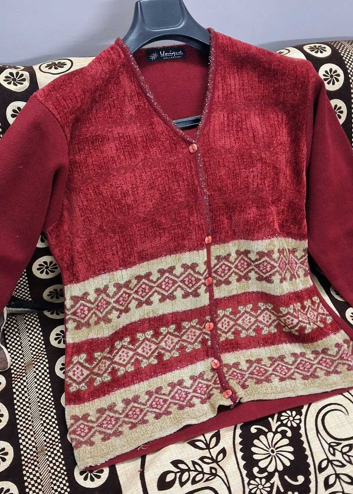 Women Wool Sweater With Button