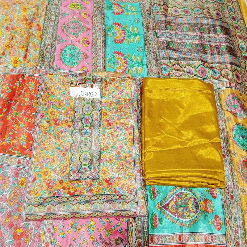 Printed Crepe Unstitched Suit