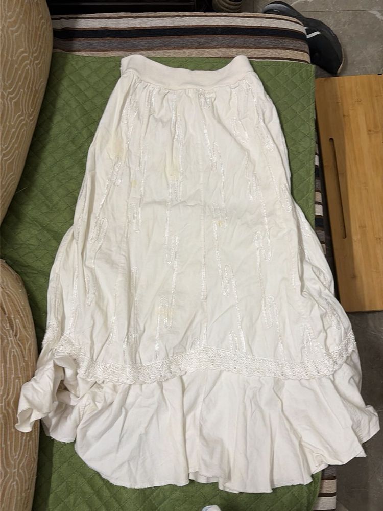 White Flowy Ethnic Skirt