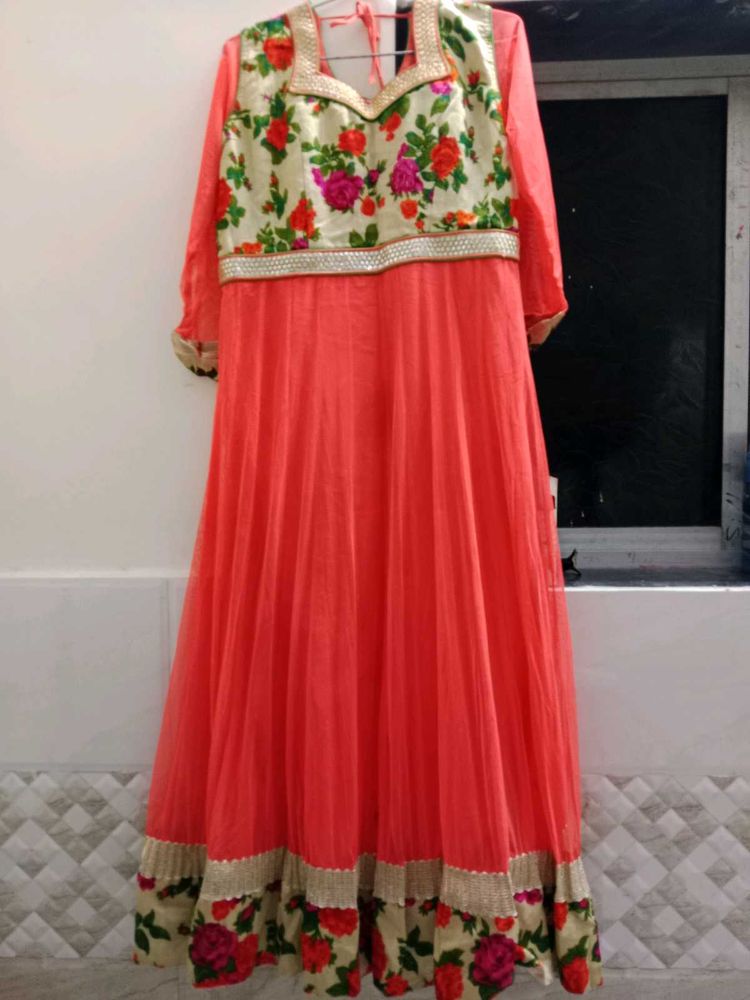 Beautiful Coral Floral Gown