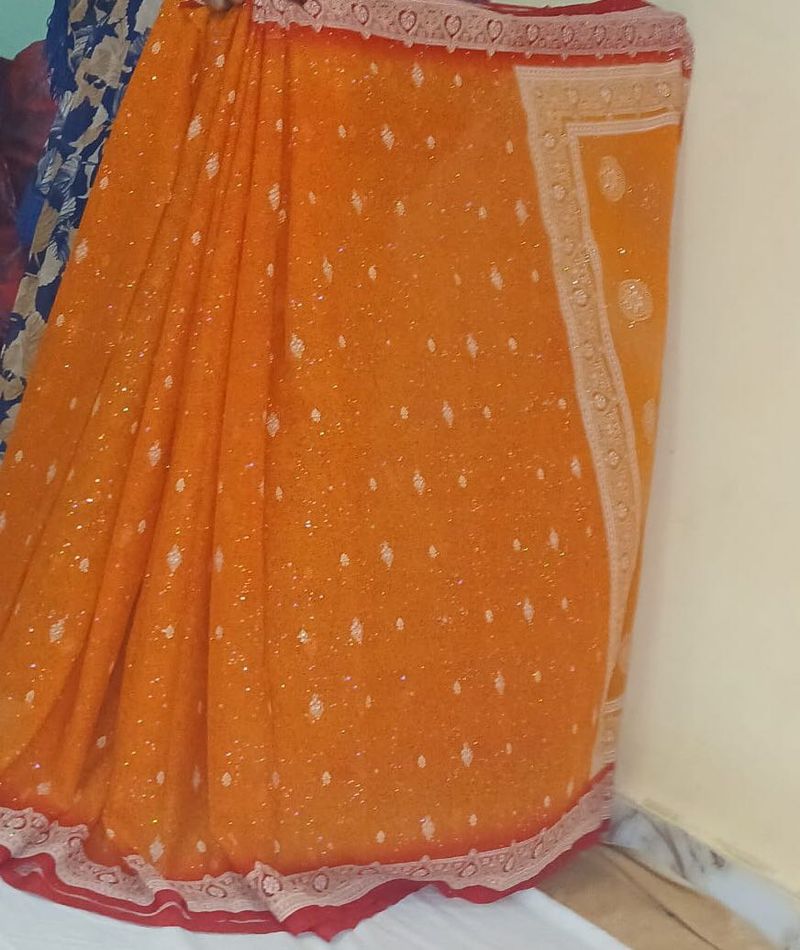 Saree 2shaded Colour Yellow &amp;orange
