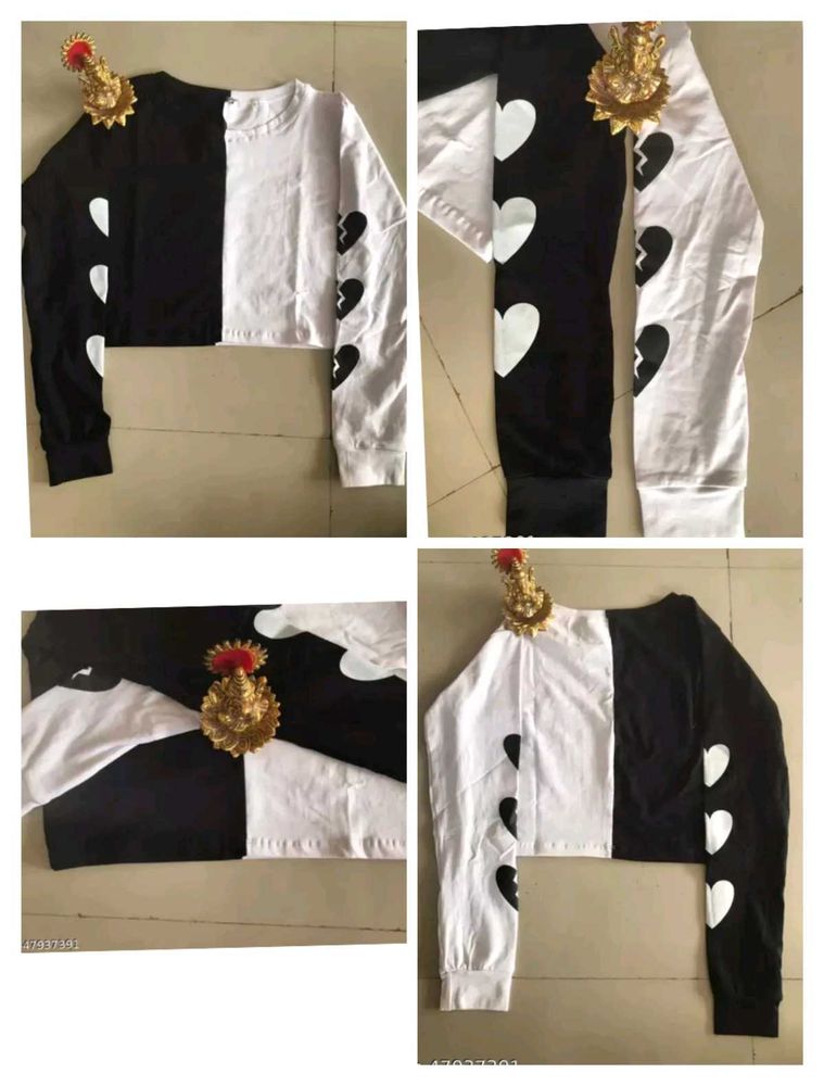 Two-Tone Heart Crop Top