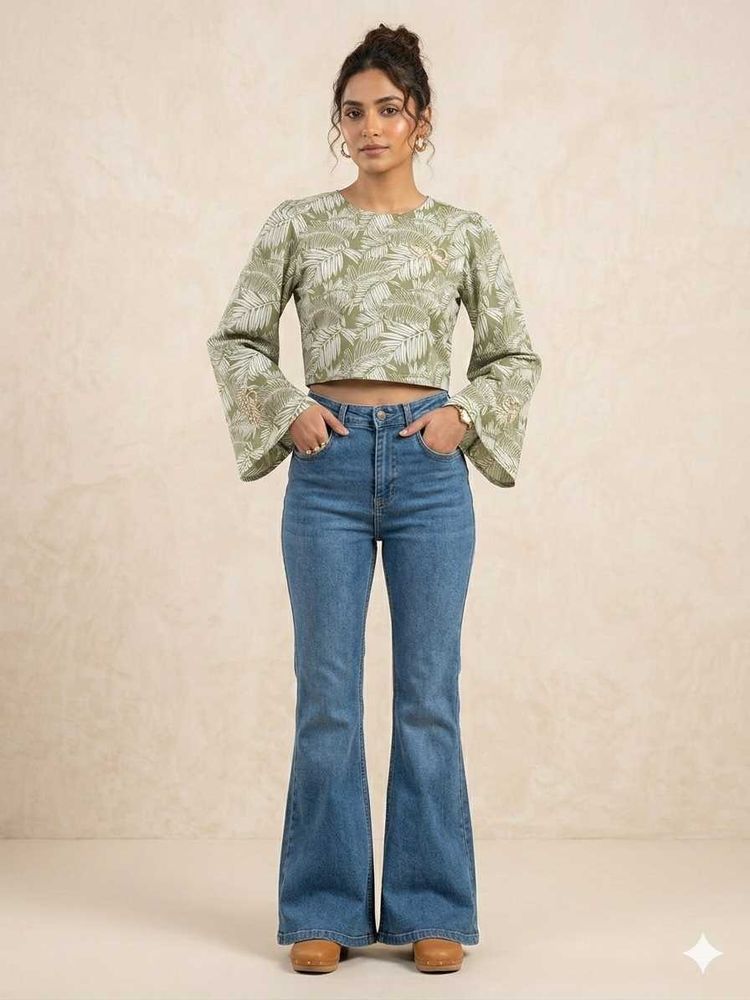 Stylish Leaf Print Cropped Top (free delivery 🚚🔥