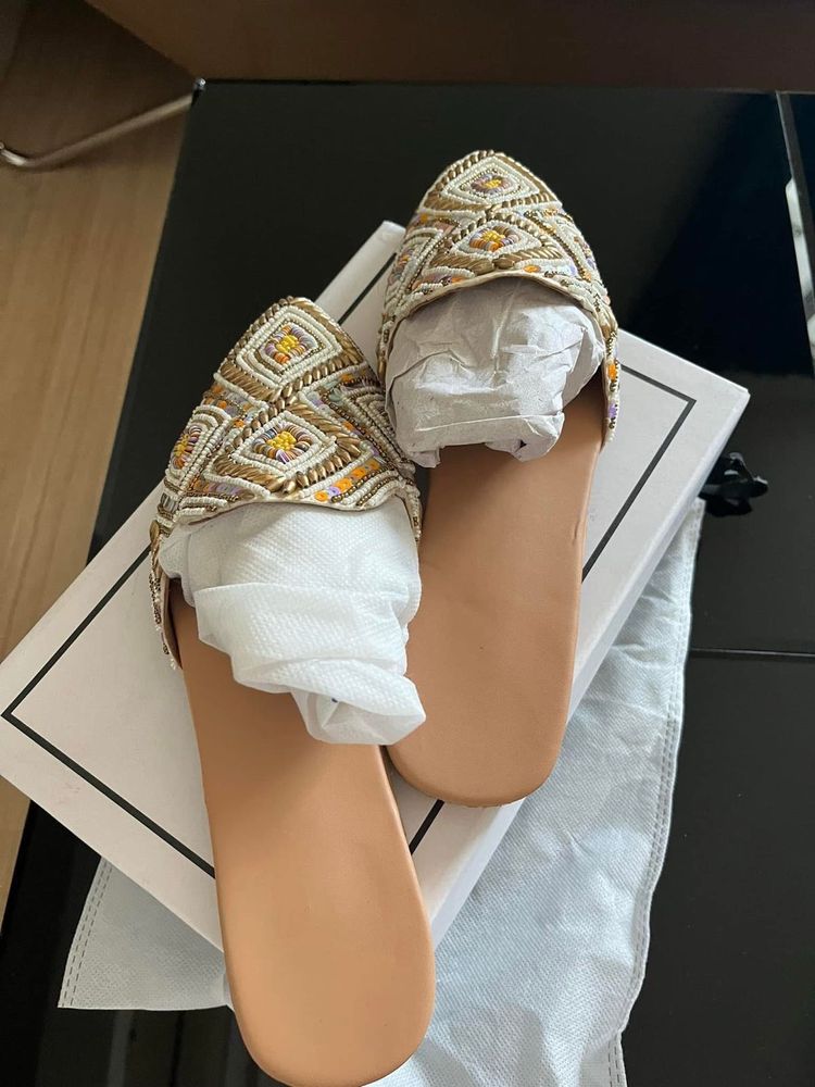 SaLE Embellished Flat Sandals - Mules