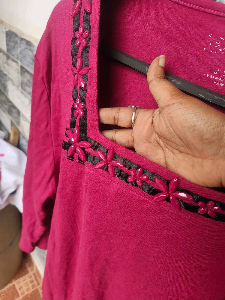 Embellished Square Neck Top
