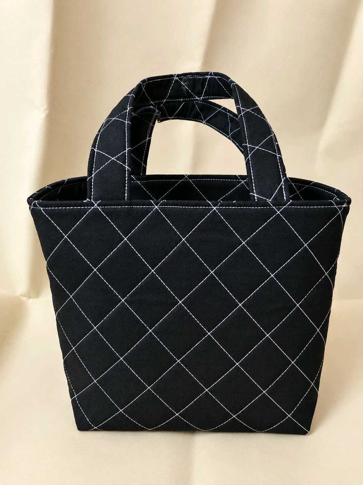Quilted Black Tote Bag