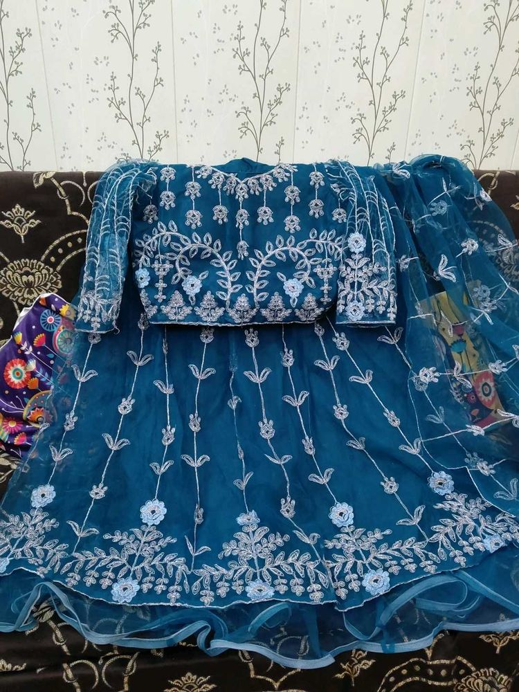 Teal blue Lehenga