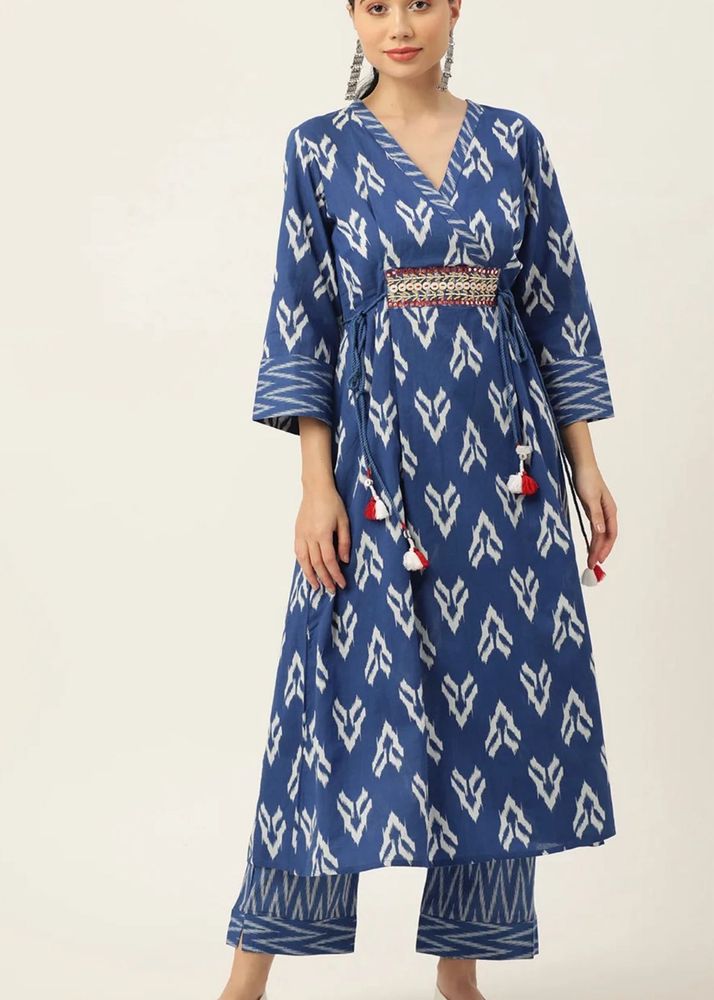 Blue Wrap Kurta Set