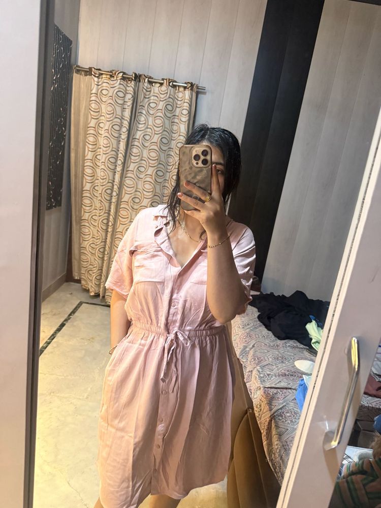 Chic Pink Shirt Dress🦋🩷